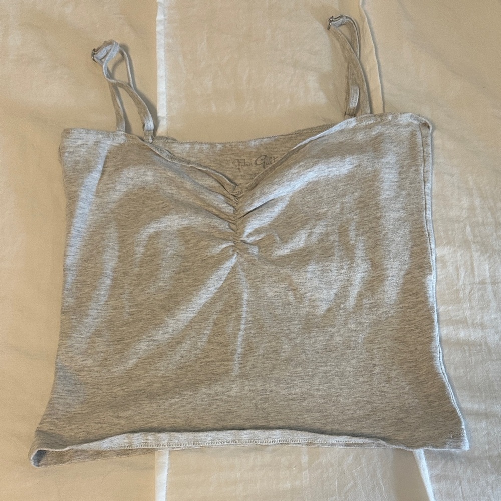 Brandy Melville Light Gray Scrunched Tank Top